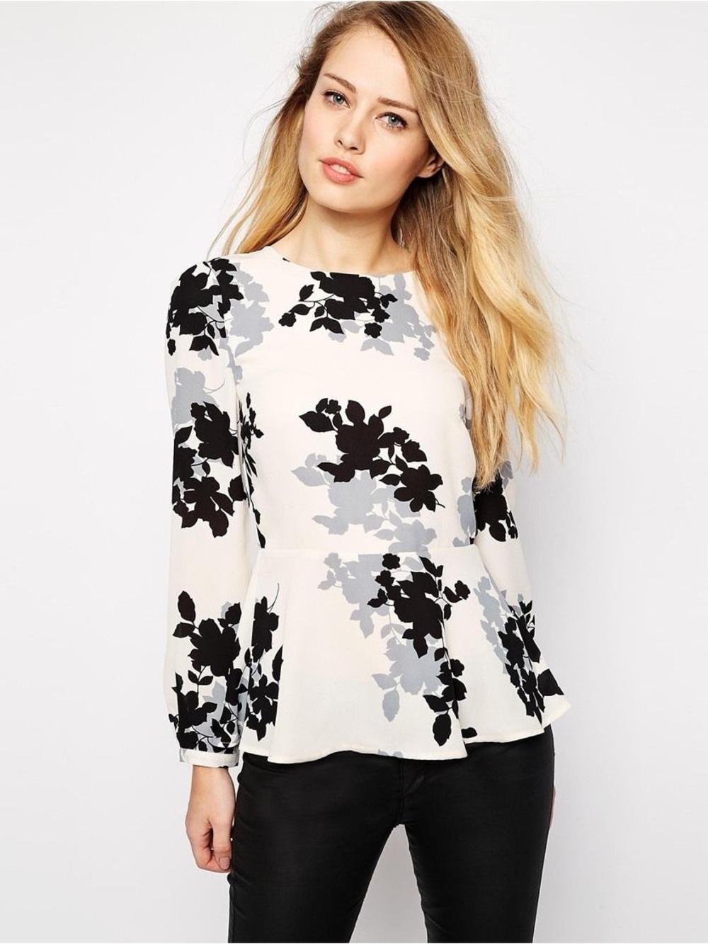 ASOS Peplum Mono Print Blouse
